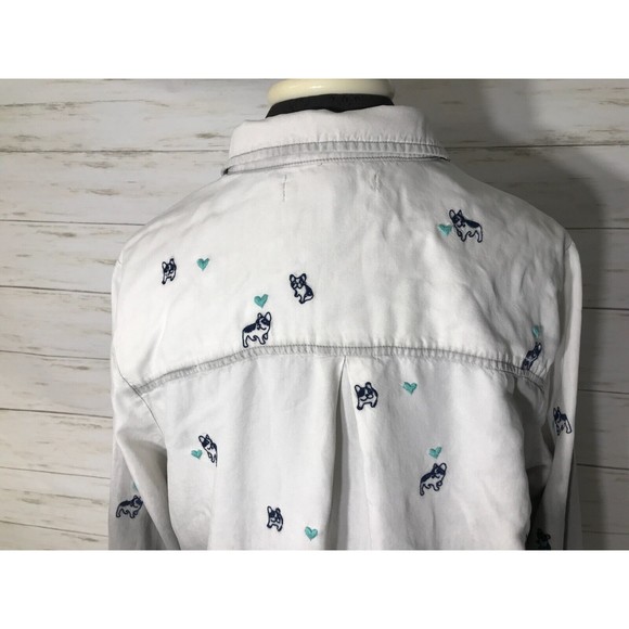 BILLY T LARGE Womens Long Button Shirt 100% LYOCELL Embroidered PUG DOG Hearts - Picture 9 of 16